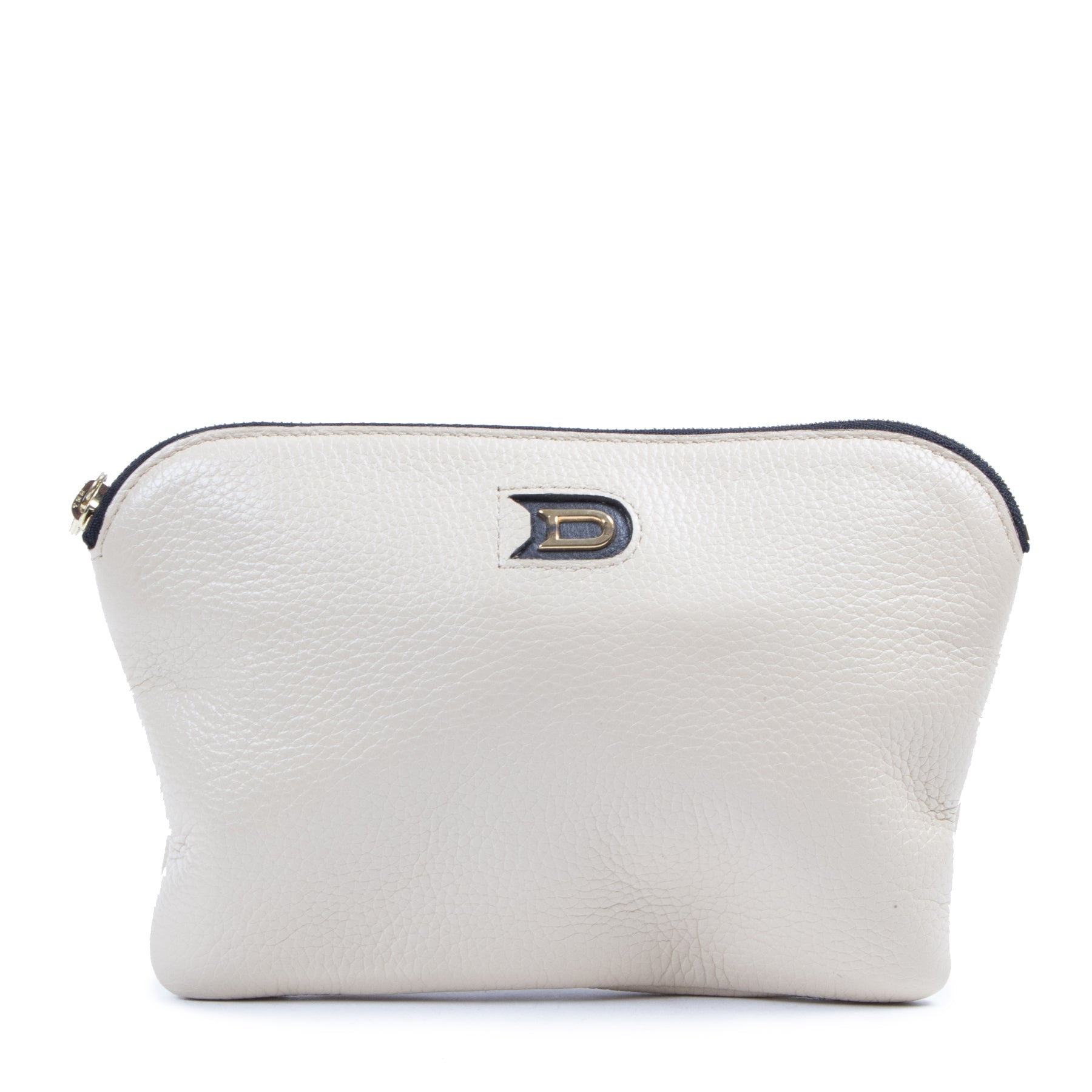 Authentic second-hand vintage Delvaux Ecru Leather Pochette buy online webshop LabelLOV