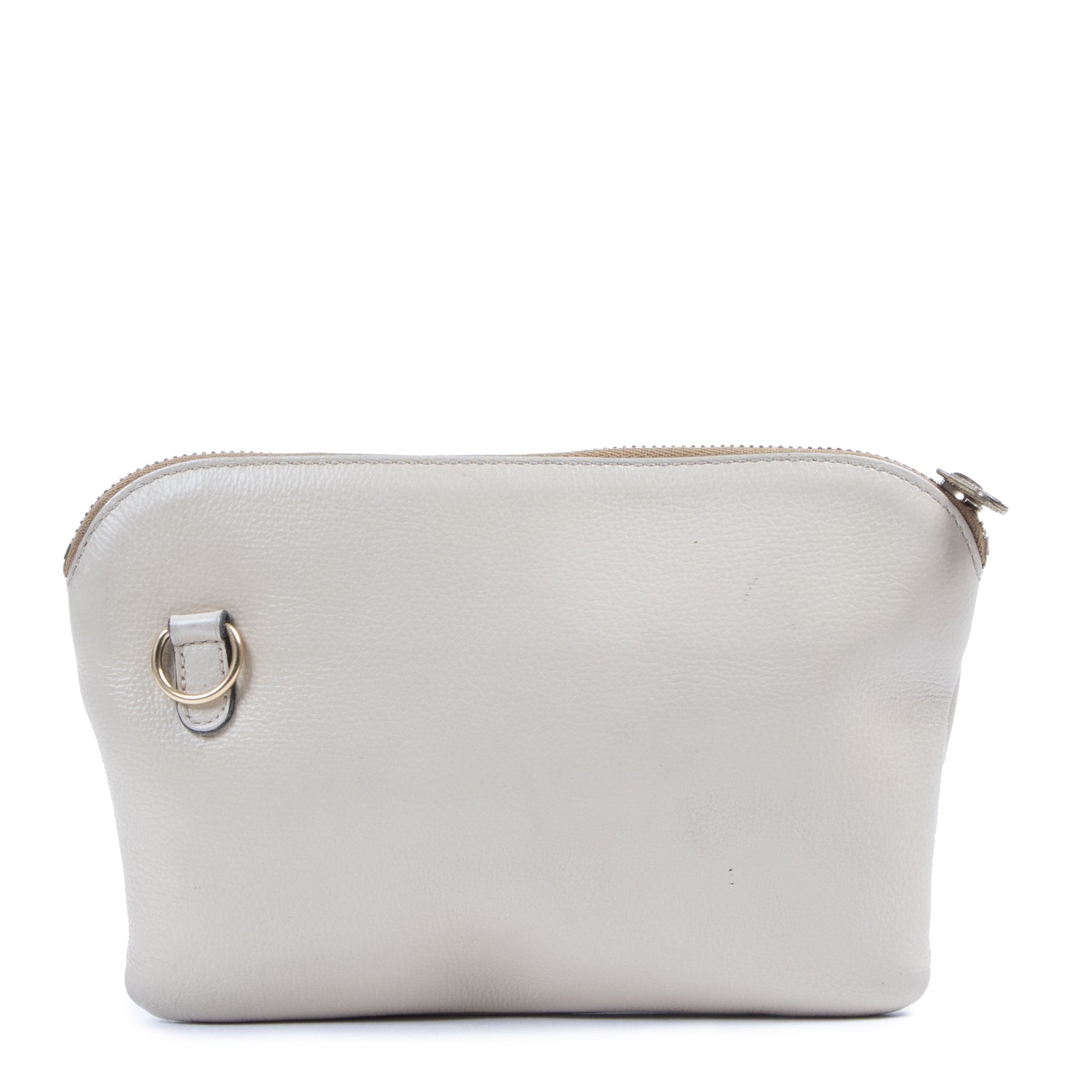 Authentieke tweedehands vintage Delvaux Cream Leather Pouch koop online webshop LabelLOV