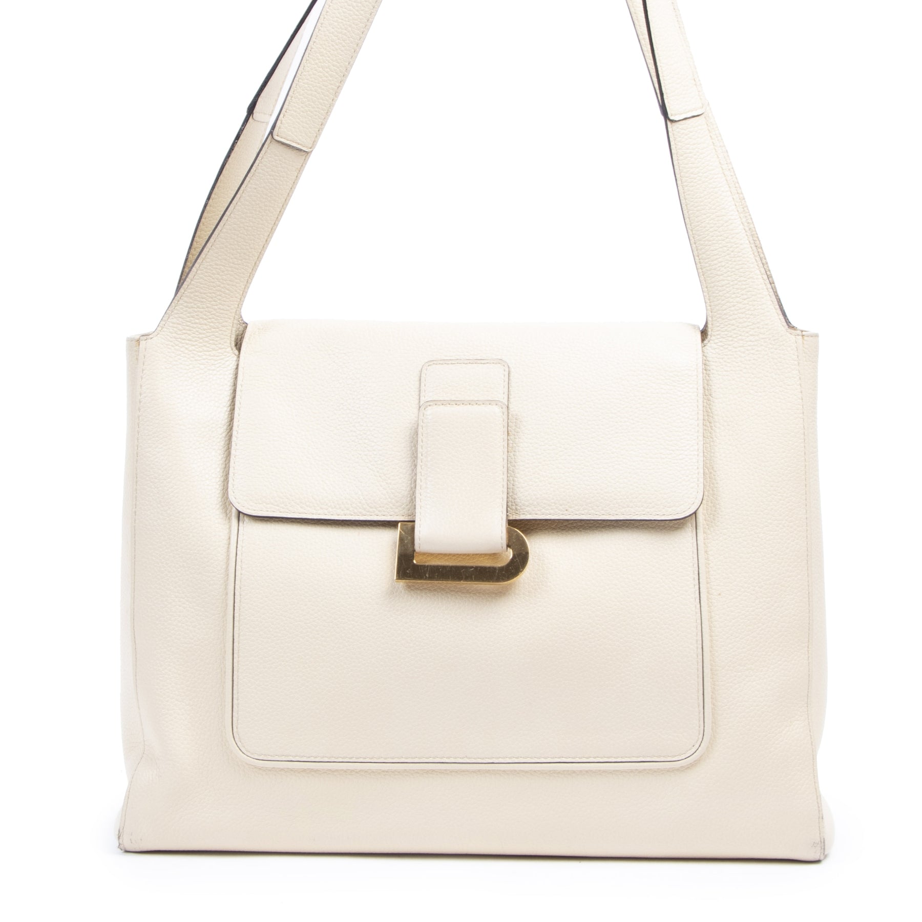 Delvaux Ecru Leather 'D' Shoulder Bag for sale online at Labellov