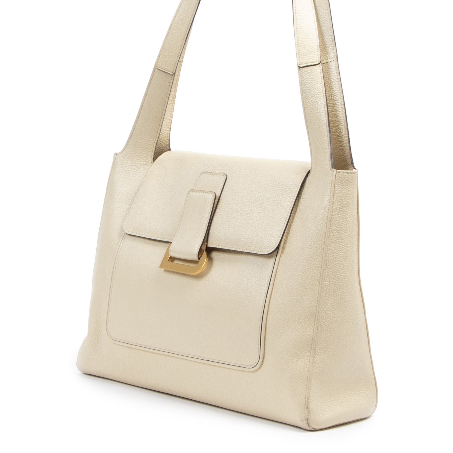 Delvaux Ecru Leather 'D' Shoulder Bag