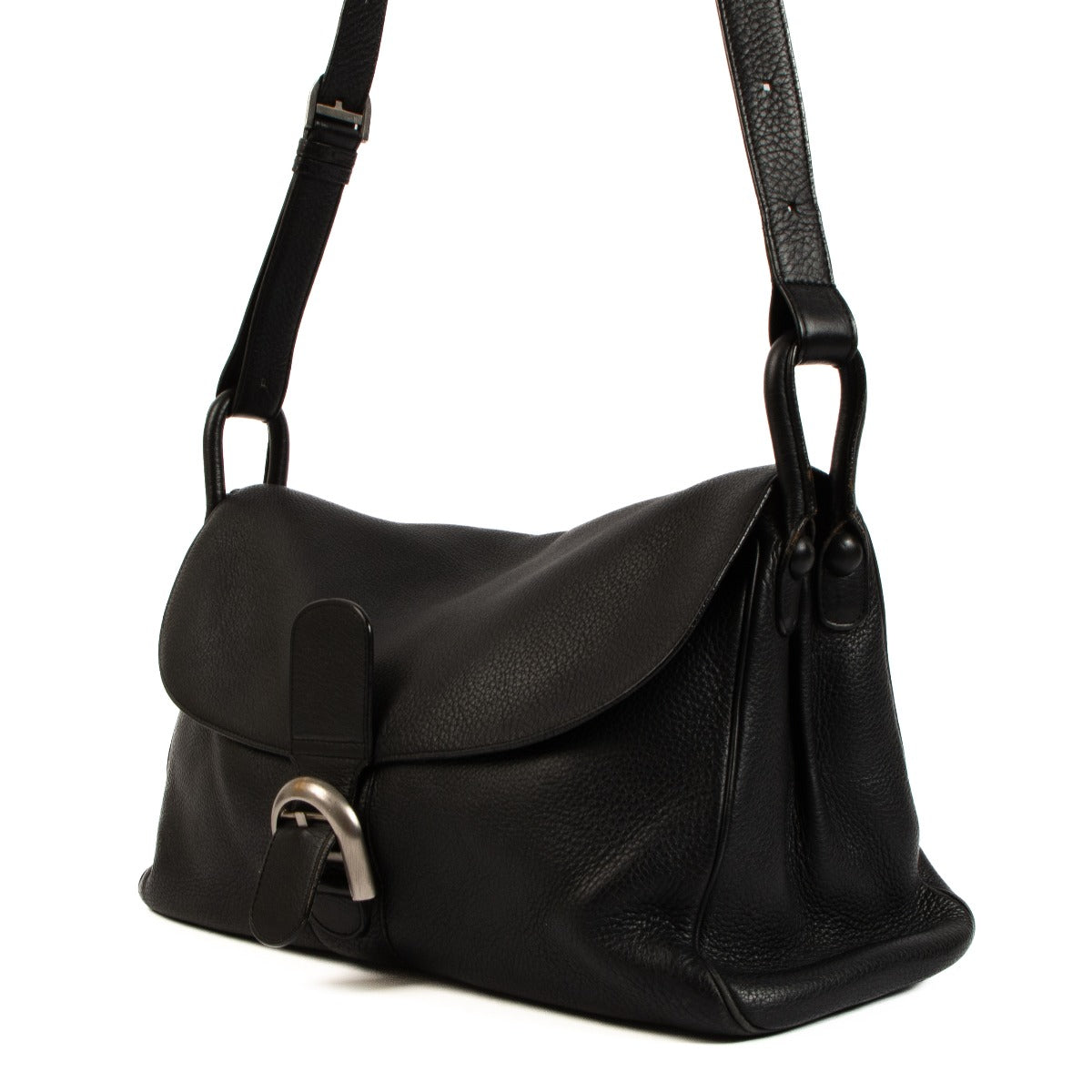 Delvaux Zwarte Taurillon Soft Brillant Besace Schoudertas