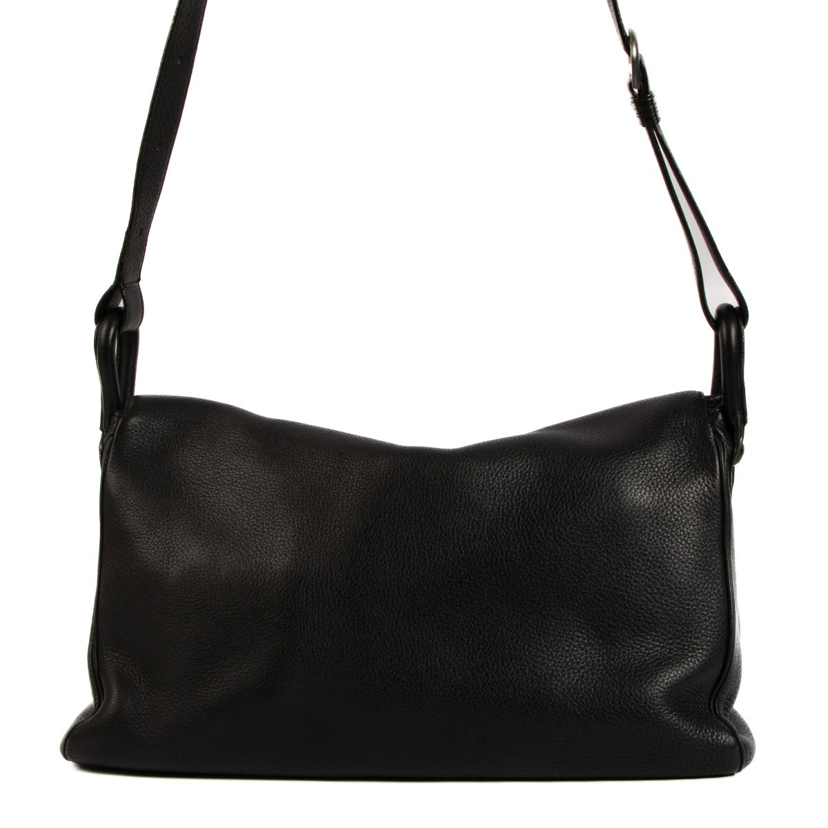 Delvaux Zwarte Taurillon Soft Brillant Besace Schoudertas