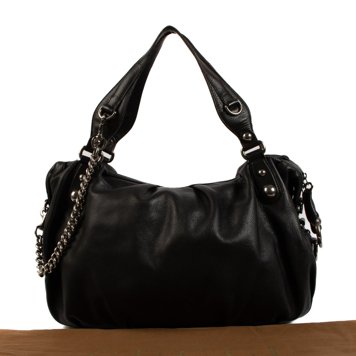 Gucci Soft Black Leather Icon Bit Satchel Bag