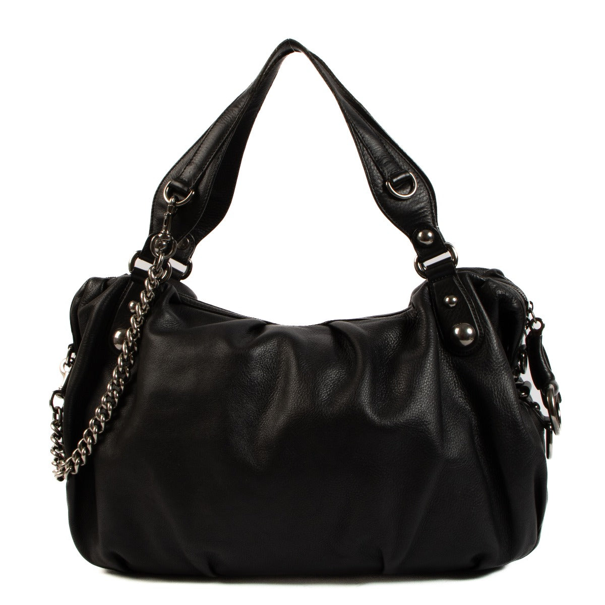 Gucci Soft Black Leather Icon Bit Satchel Bag
