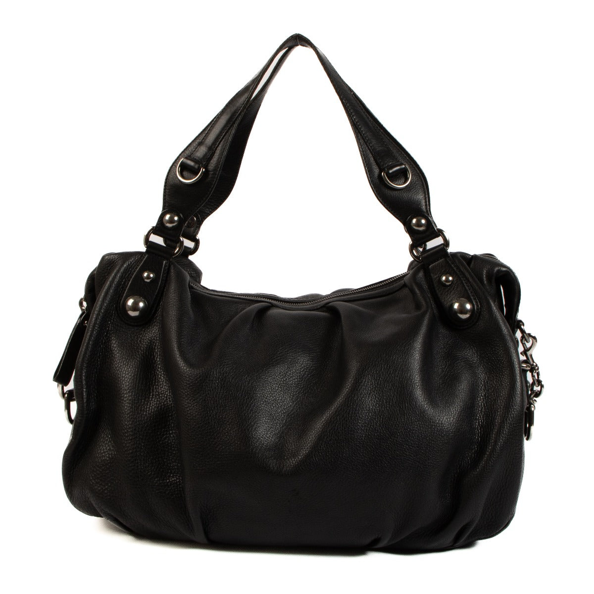 Gucci Soft Black Leather Icon Bit Satchel Bag