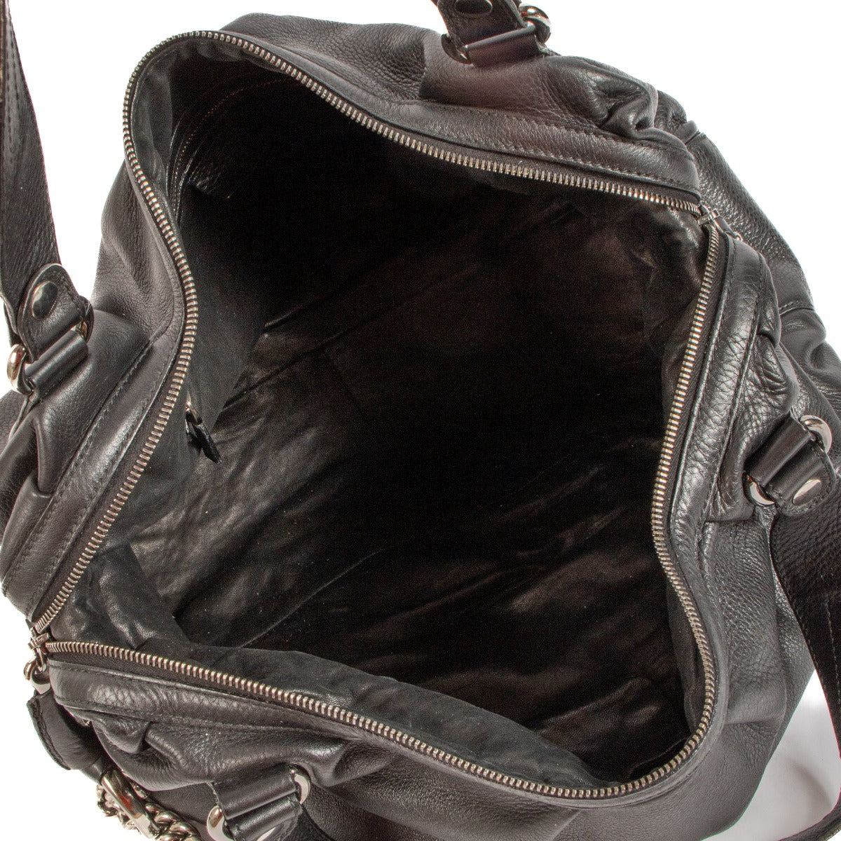 Gucci Soft Black Leather Icon Bit Satchel Bag