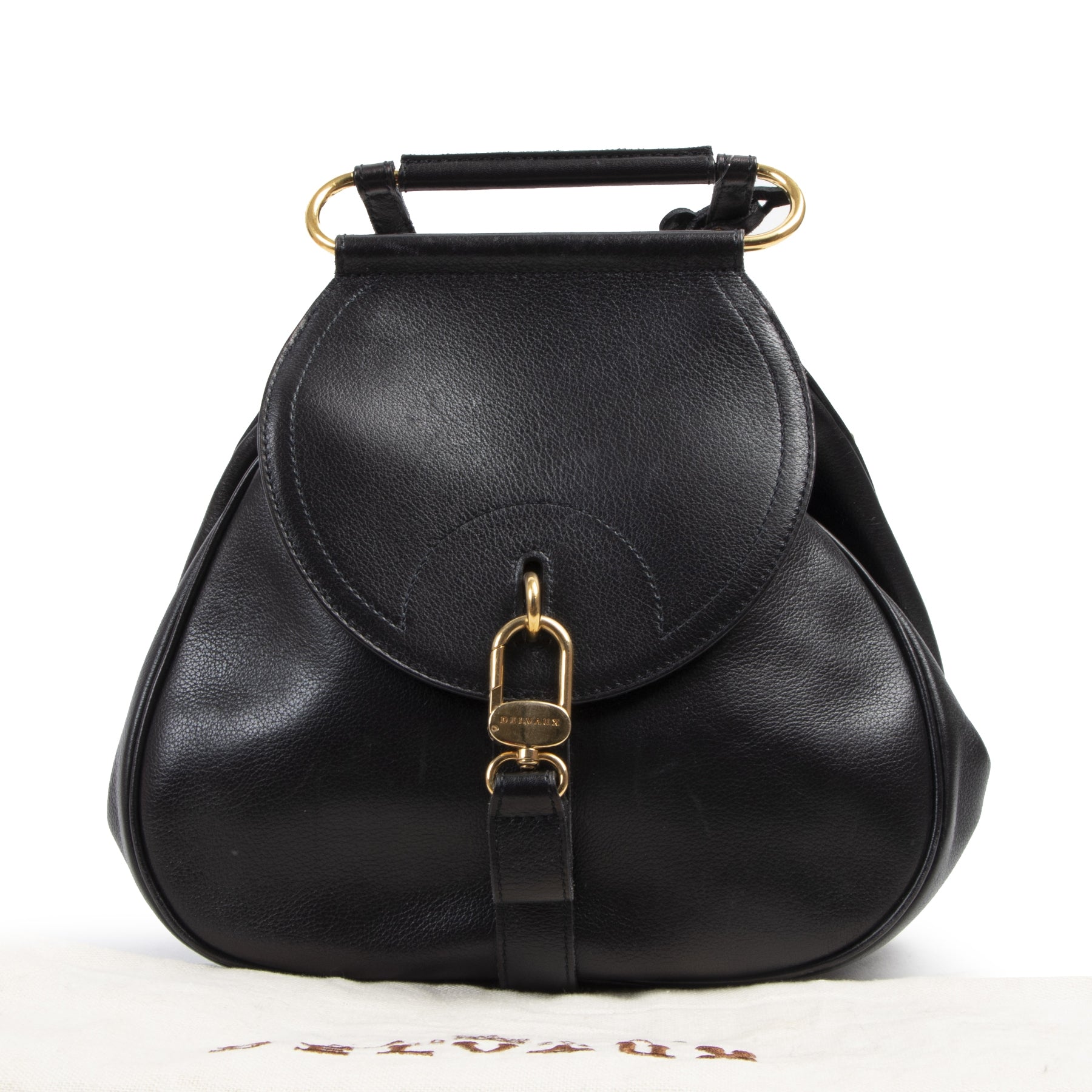 Authentieke tweedehands vintage Delvaux Black Cerceau PM Jumping Bag koop online webshop LabelLOV