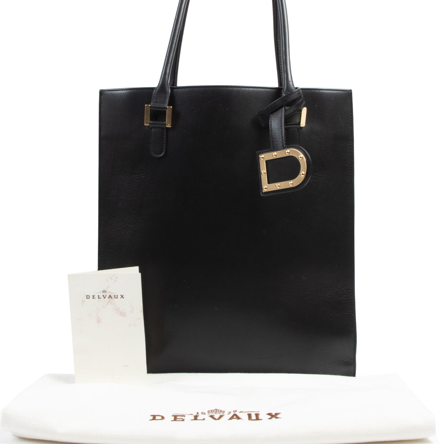 Authentieke tweedehands vintage Delvaux Le Jeff Black Tote koop online webshop LabelLOV