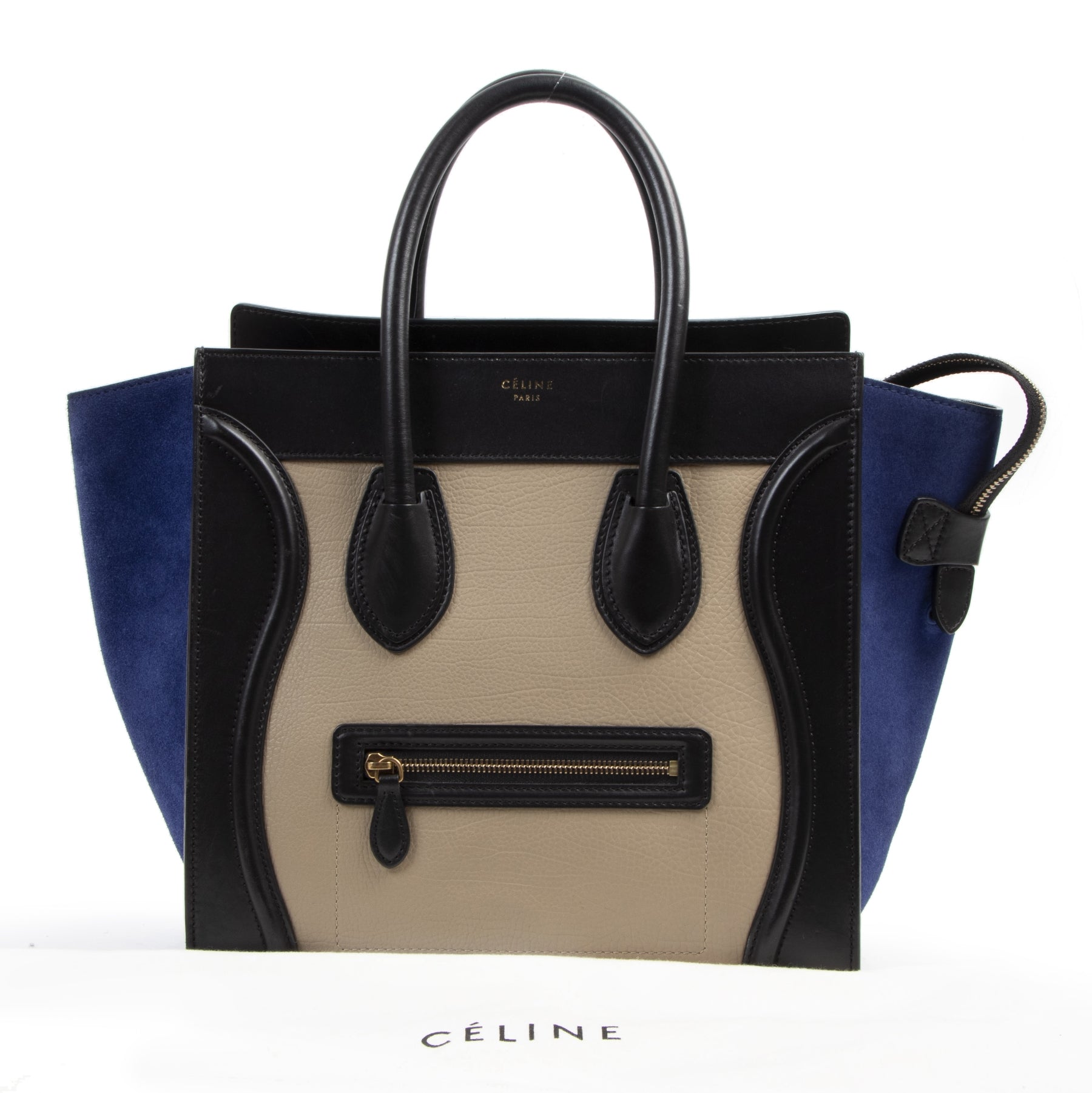 Authentieke tweedehands vintage Céline Tricolor Luggage Handbag koop online webshop LabelLOV