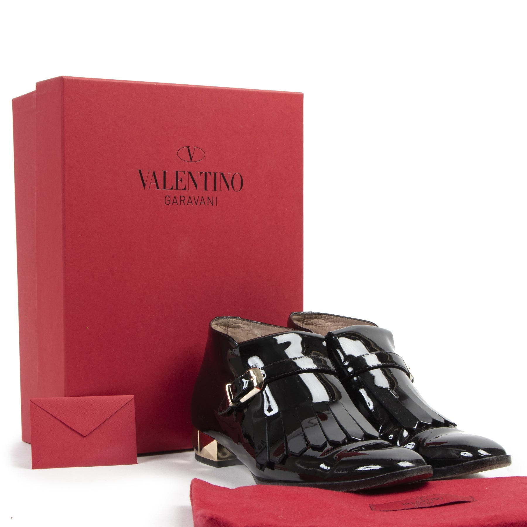 Authentieke tweedehands vintage Valentino Black Patent Leather Shoes - Size 38 koop online webshop LabelLOV