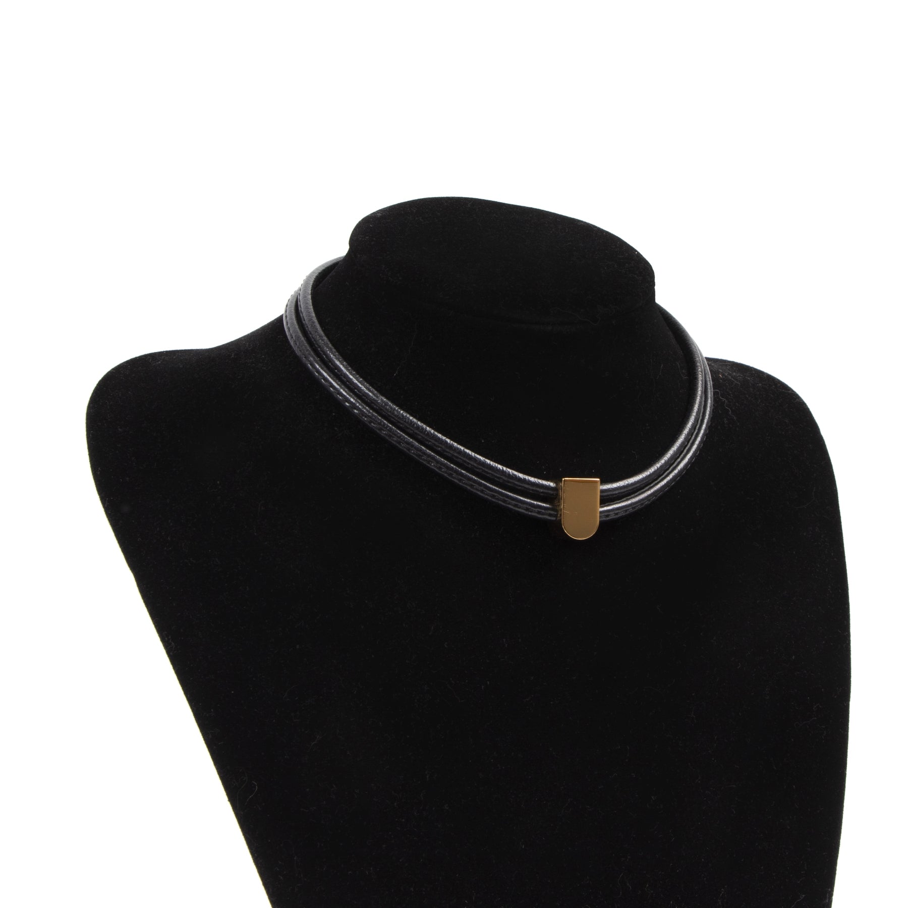 Authentieke Tweedehands Delvaux Black Leather D Necklace juiste prijs veilig online shoppen luxe merken webshop winkelen Antwerpen België mode fashion
