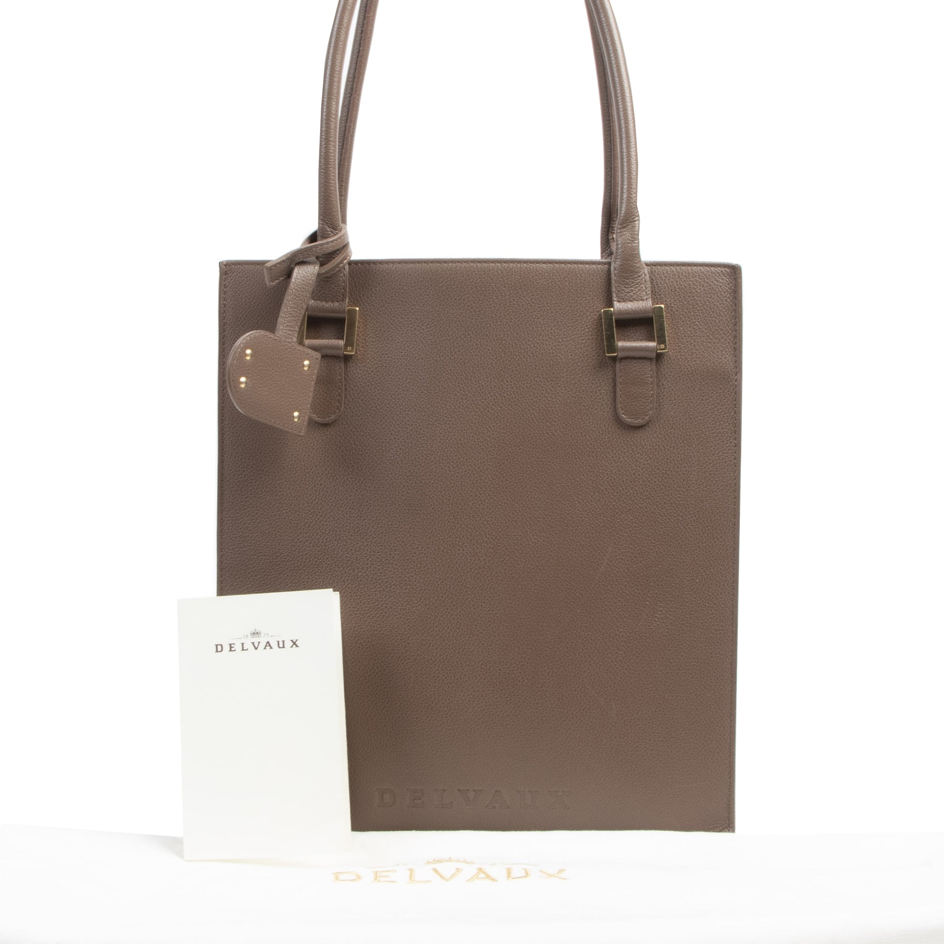 Authentieke tweedehands vintage Delvaux Taupe Le Jeff Tote Bag koop online webshop LabelLOV