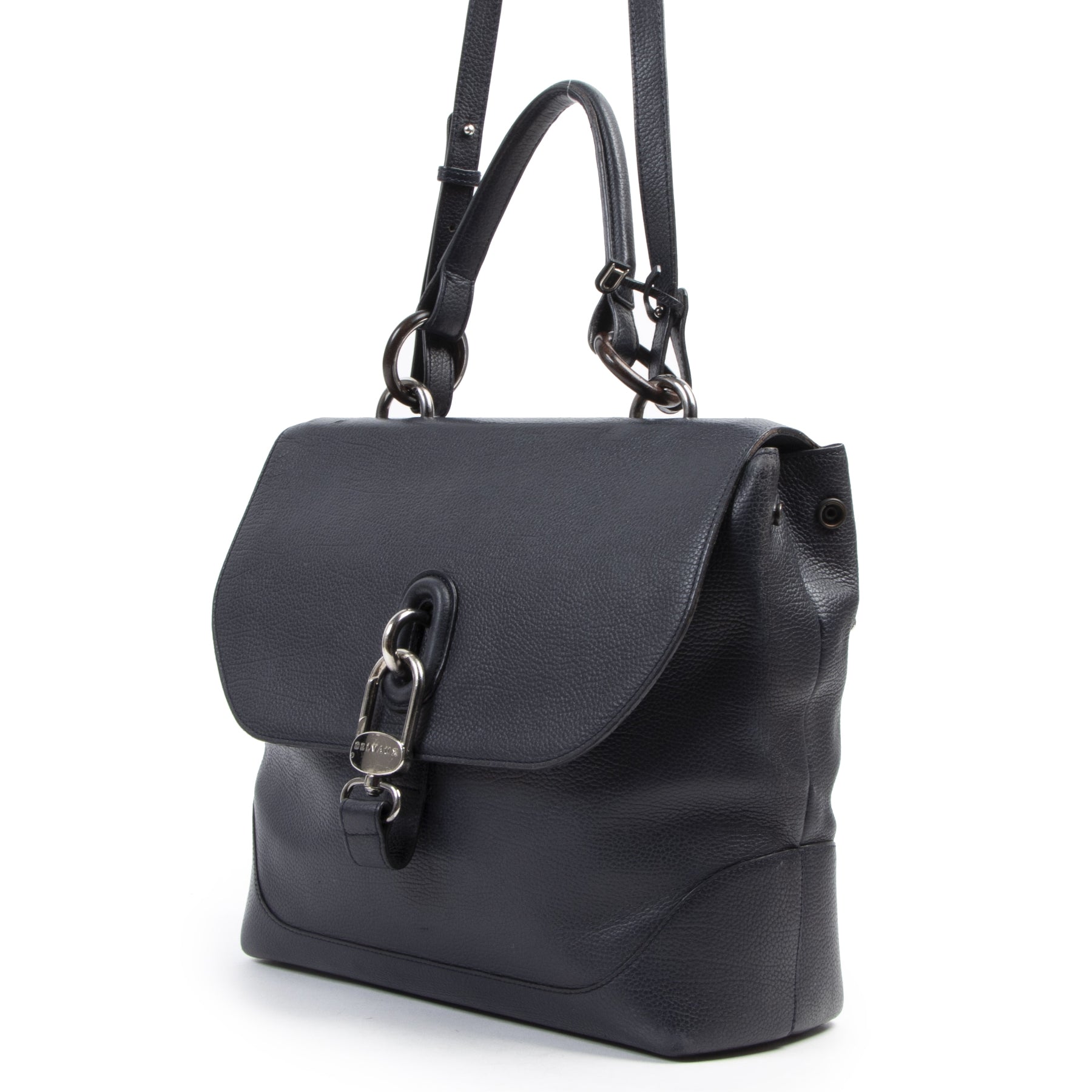 Delvaux Dark Blue Top Handle Bag + Strap