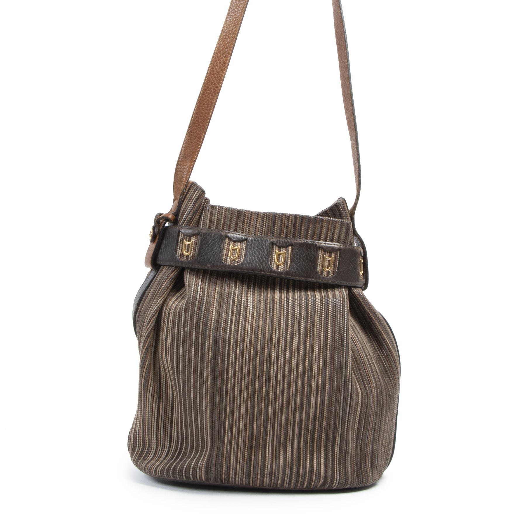 Delvaux Toile De Cuir Bucket Bag
