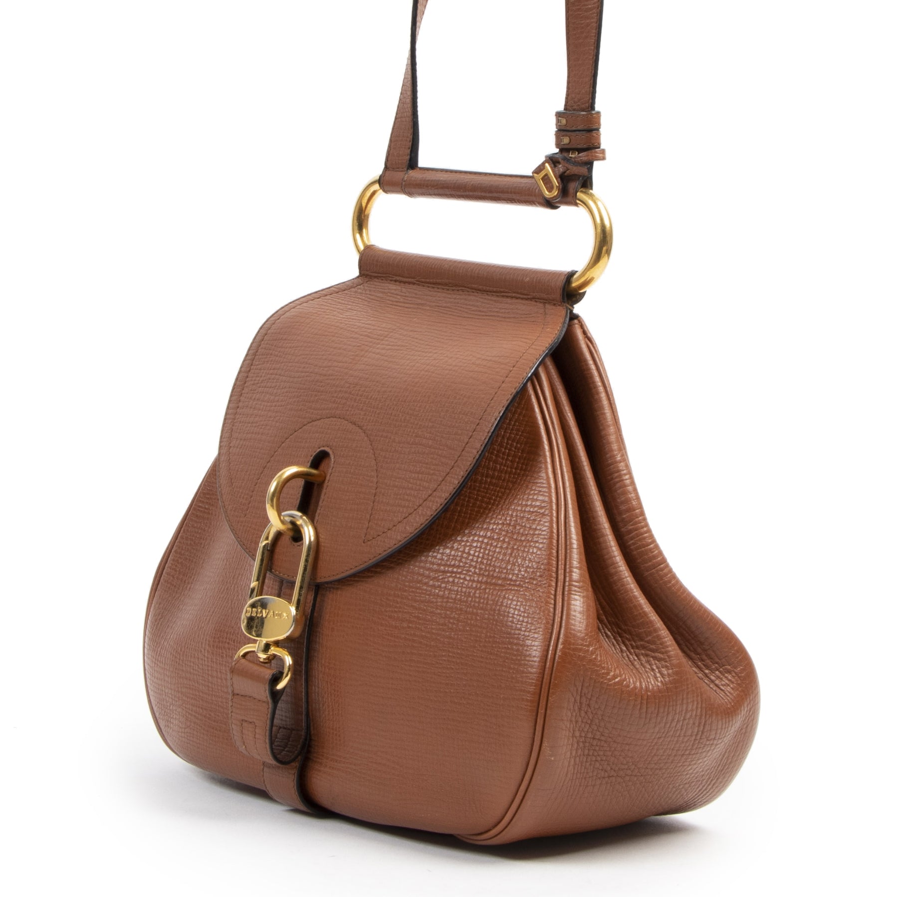Authentique seconde-main vintage Delvaux Cognac Cerceau Shoulder Bag achète en ligne web shoo