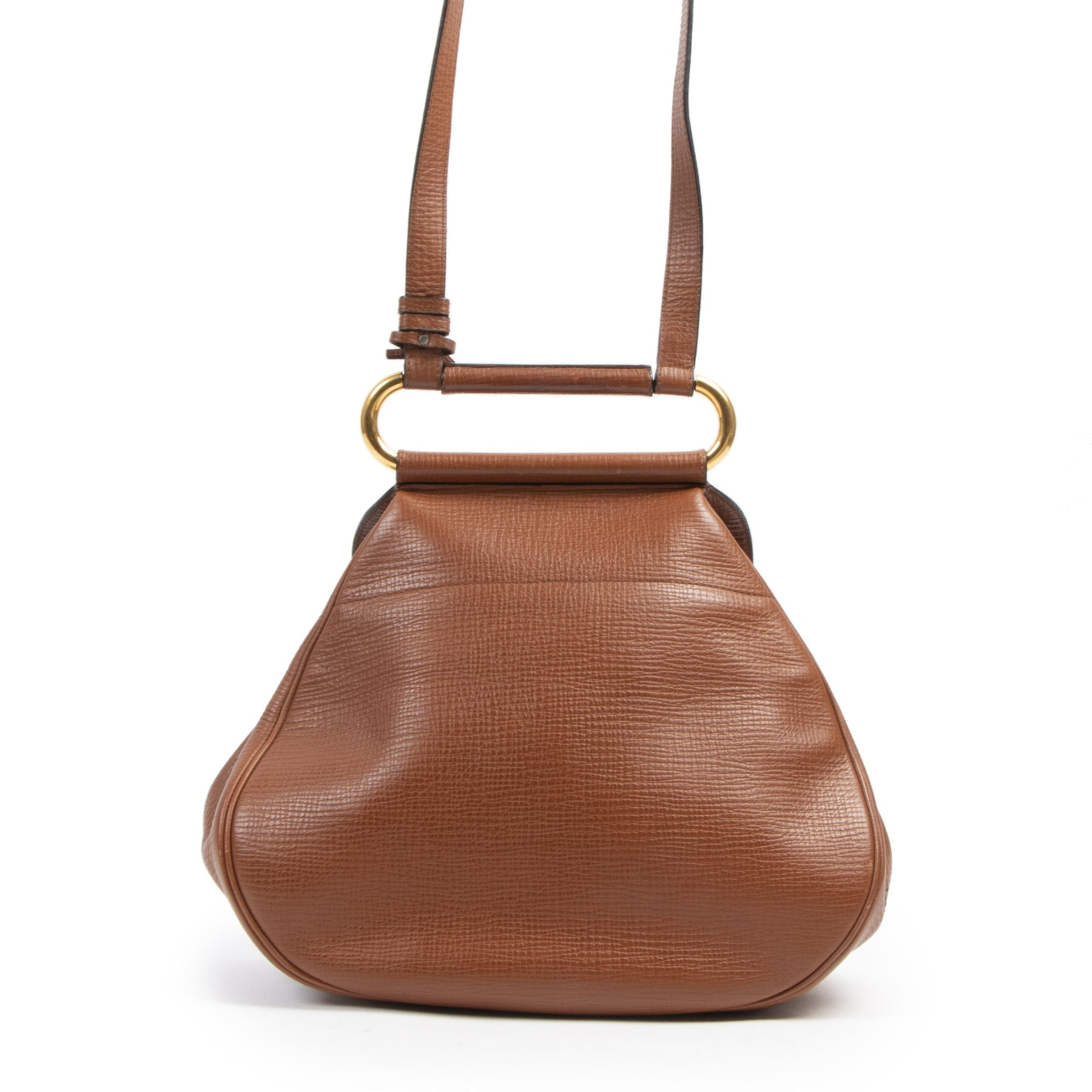 Authentic second-hand vintage Delvaux Cognac Cerceau Shoulder Bag buy online webshop LabelLOV