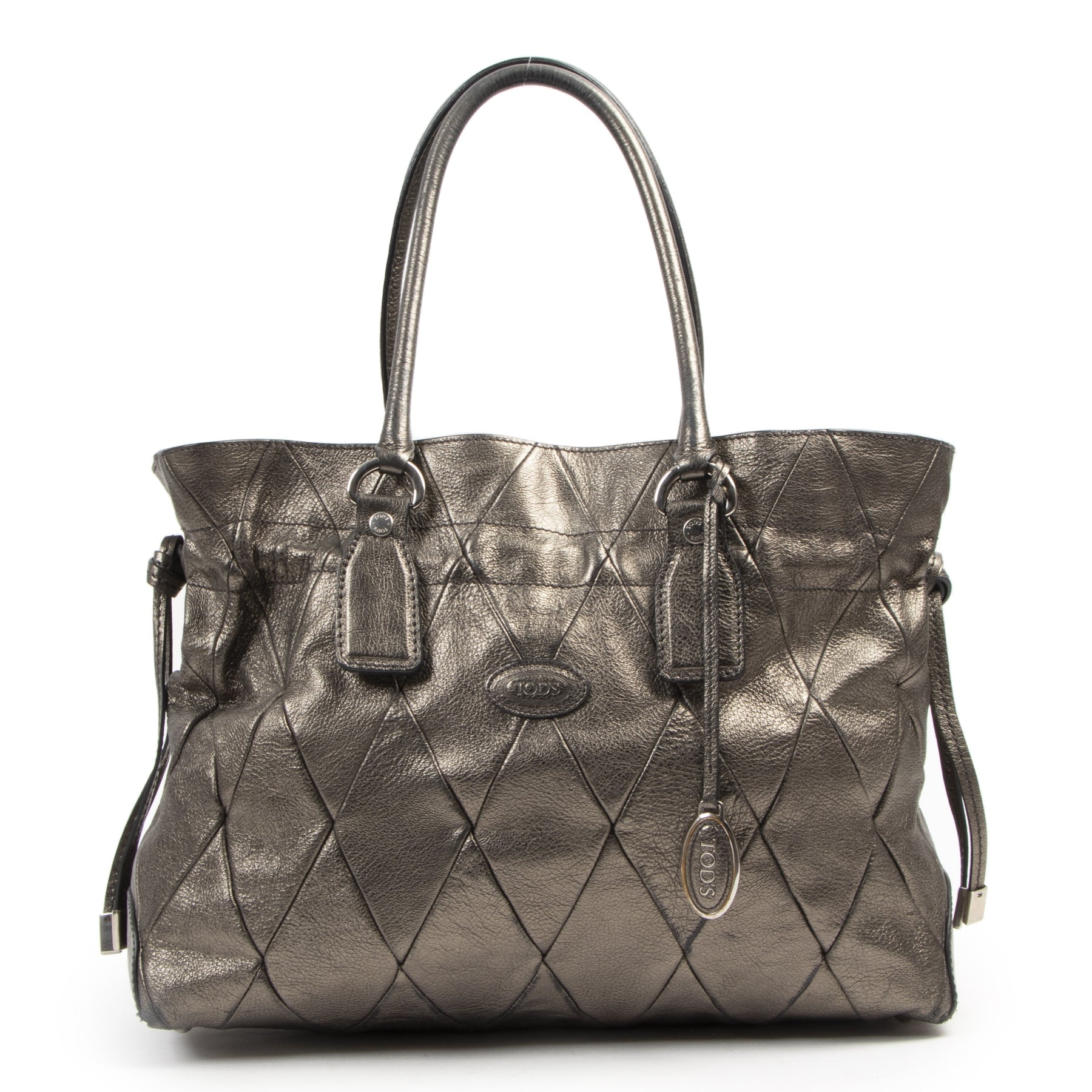 Authentieke tweedehands vintage Tod's Bronze Patchwork Restyled D Bag koop online webshop LabelLOV