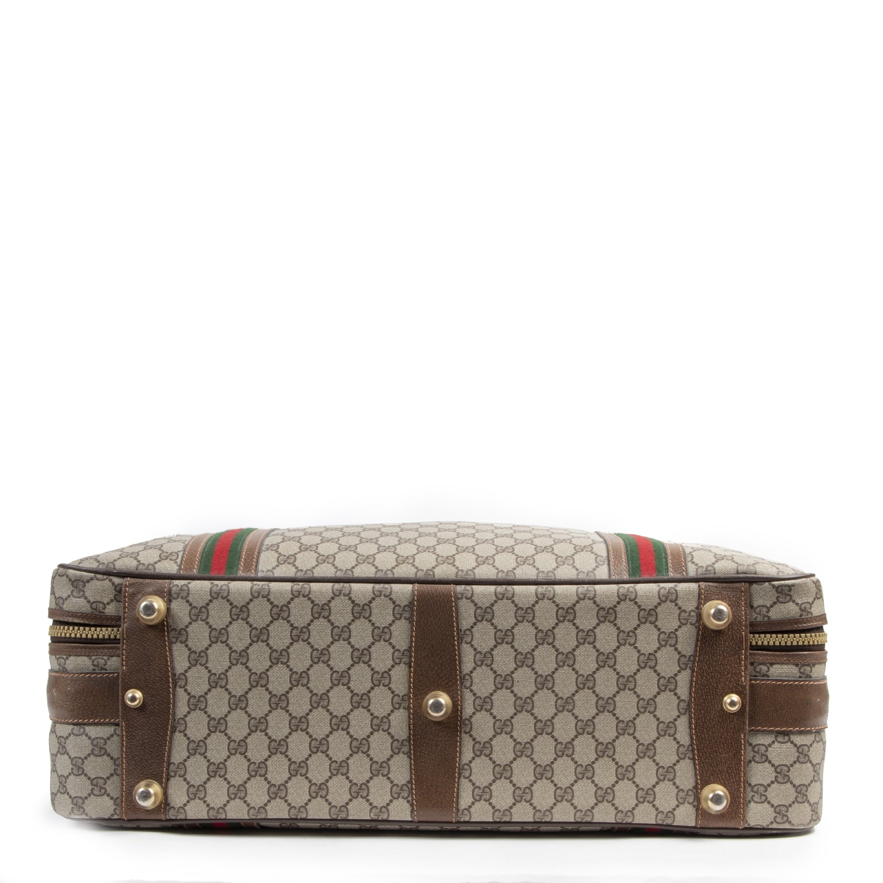 Buy authentic secondhand Gucci Brown Monogram Canvas Suitcase Luggage at the right price at LabelLOV vintage webshop. Safe and secure online shopping. Koop authentieke tweedehands Gucci Brown Monogram Canvas