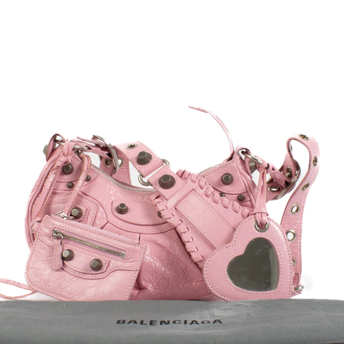 Shop safe online at Labellov in Antwerp, Brussels and Knokke this 100% authentic second hand Balenciaga Pink Le Cagole XS Shoulder Bag