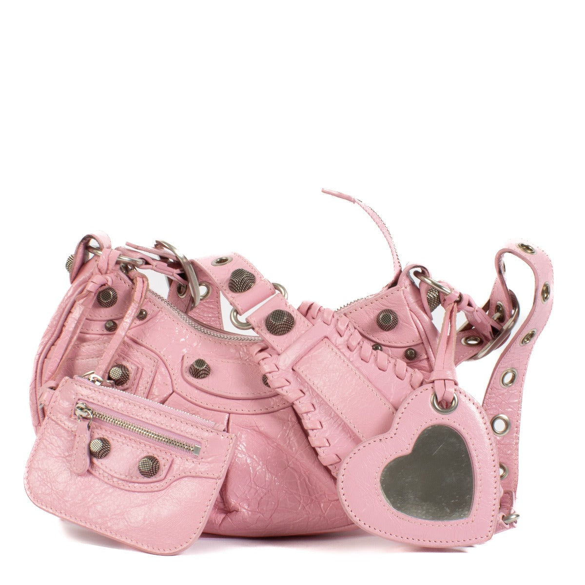Shop safe online at Labellov in Antwerp, Brussels and Knokke this 100% authentic second hand Balenciaga Pink Le Cagole XS Shoulder Bag