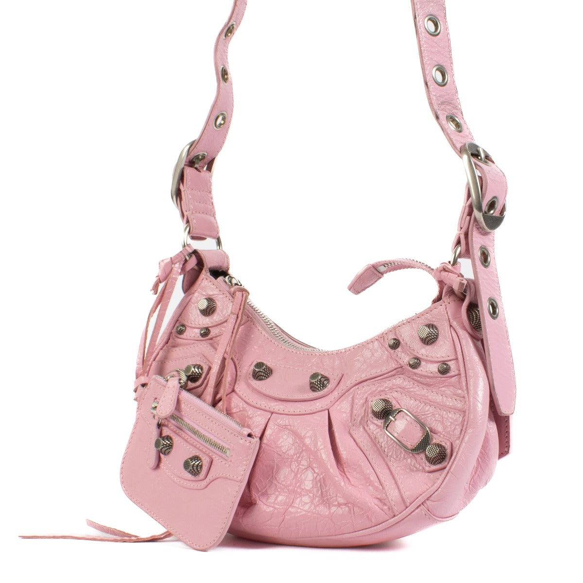 Shop safe online at Labellov in Antwerp, Brussels and Knokke this 100% authentic second hand Balenciaga Pink Le Cagole XS Shoulder Bag