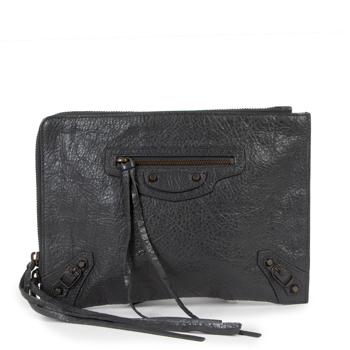 Balenciaga Grey Arena Classic Zip-around Pouch