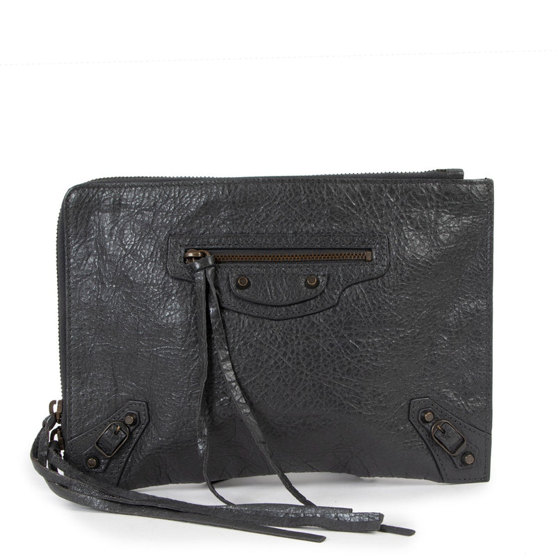 Balenciaga Grey Arena Classic Zip-around Pouch