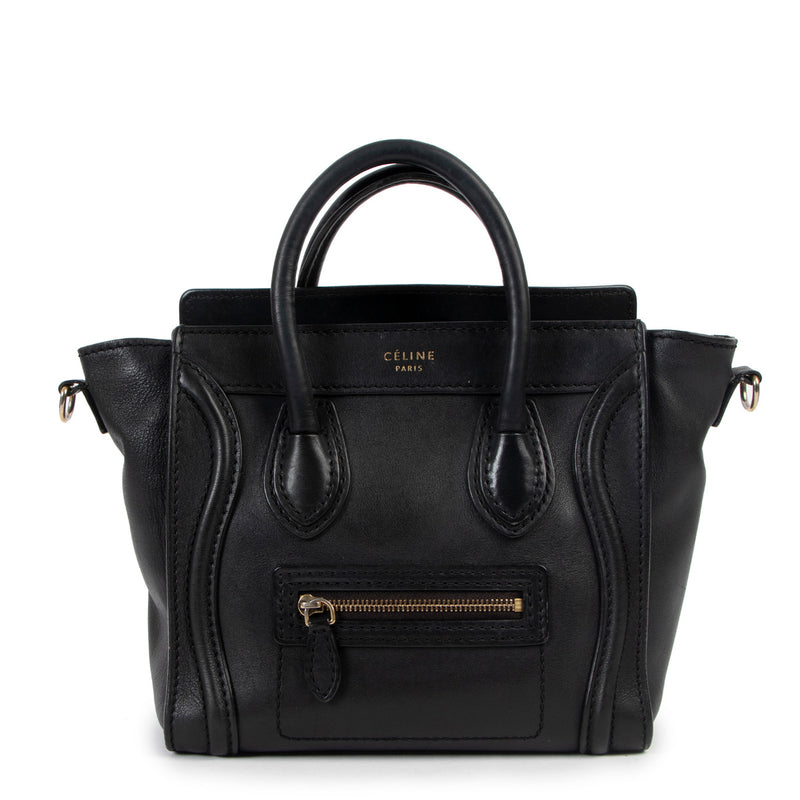 Celine Nano Luggage Black Calfskin Leather Crossbody
