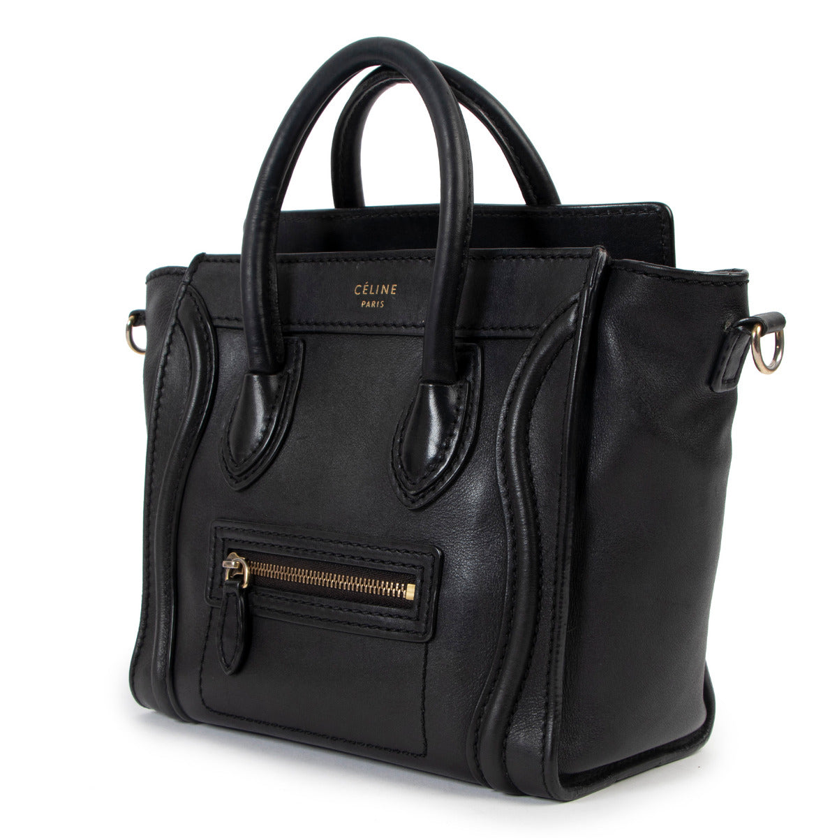 Celine Nano Luggage Black Calfskin Leather Crossbody
