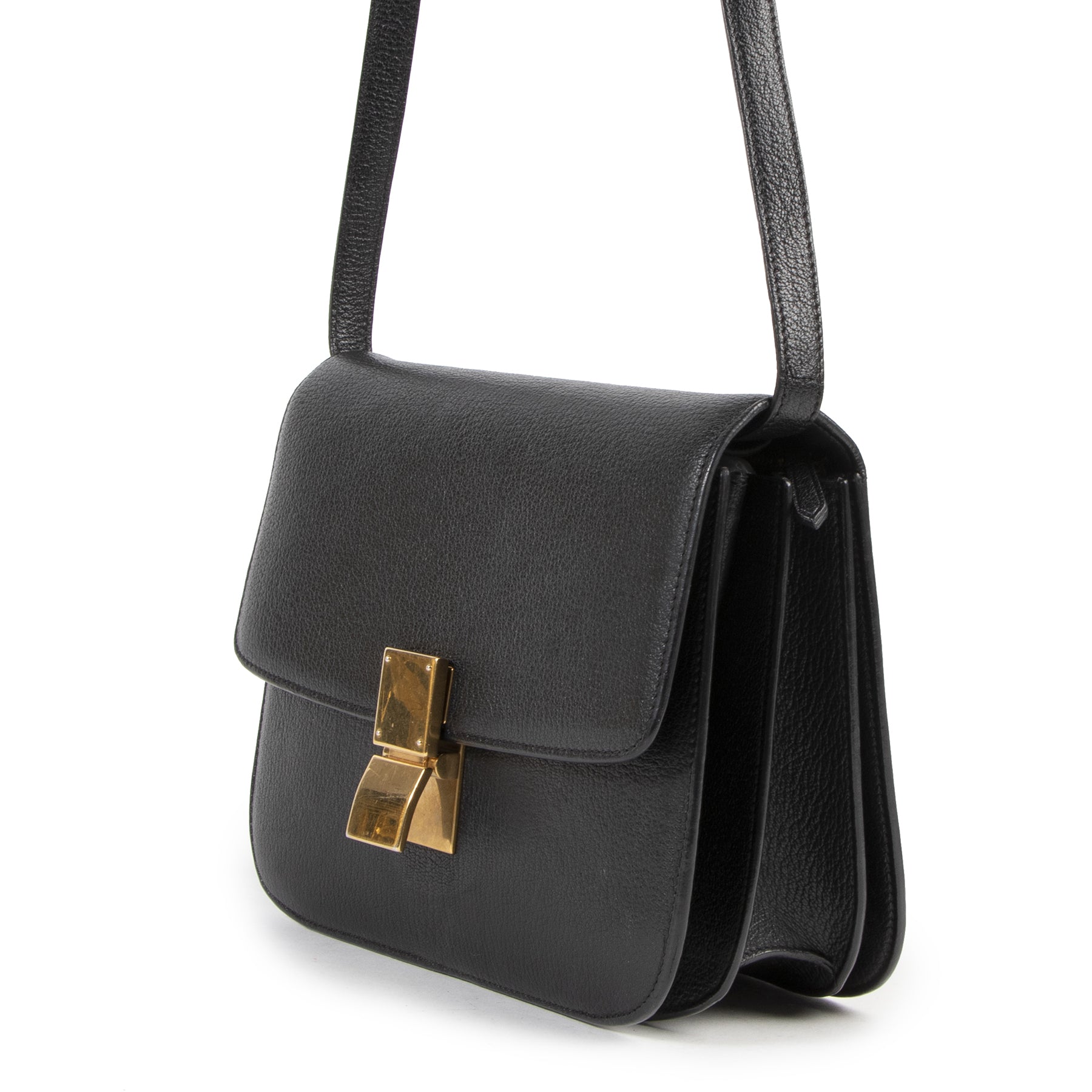 Koop en verkoop uw authentieke Celine Black Pebbled Leather Medium Classic Box Bag
