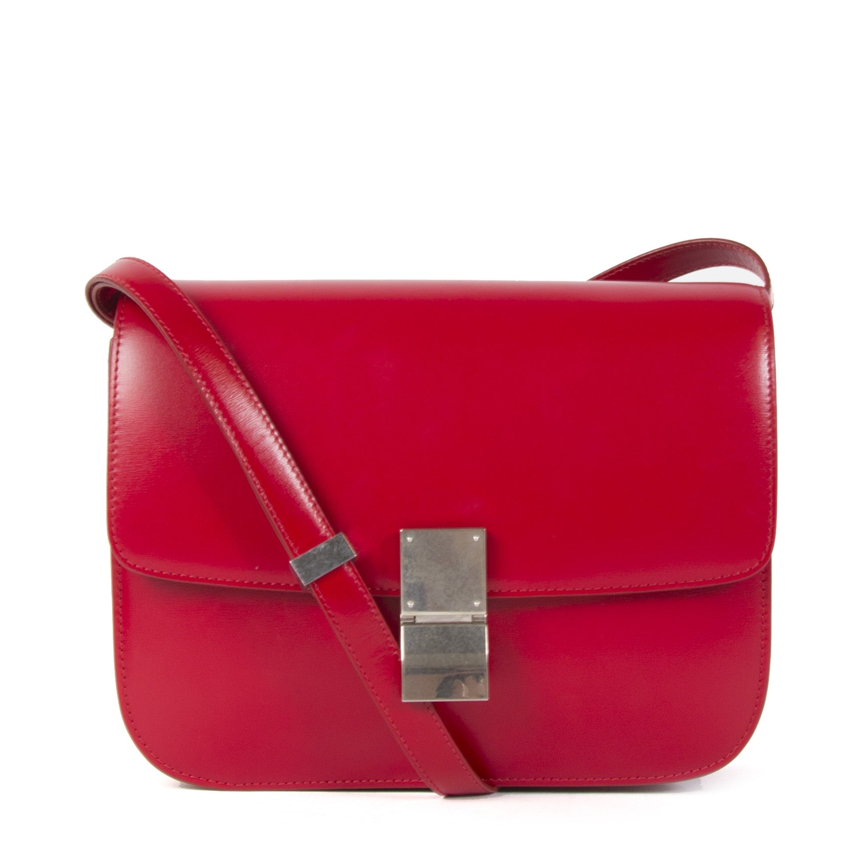 Celine Classic Red Leather Shoulder Bag