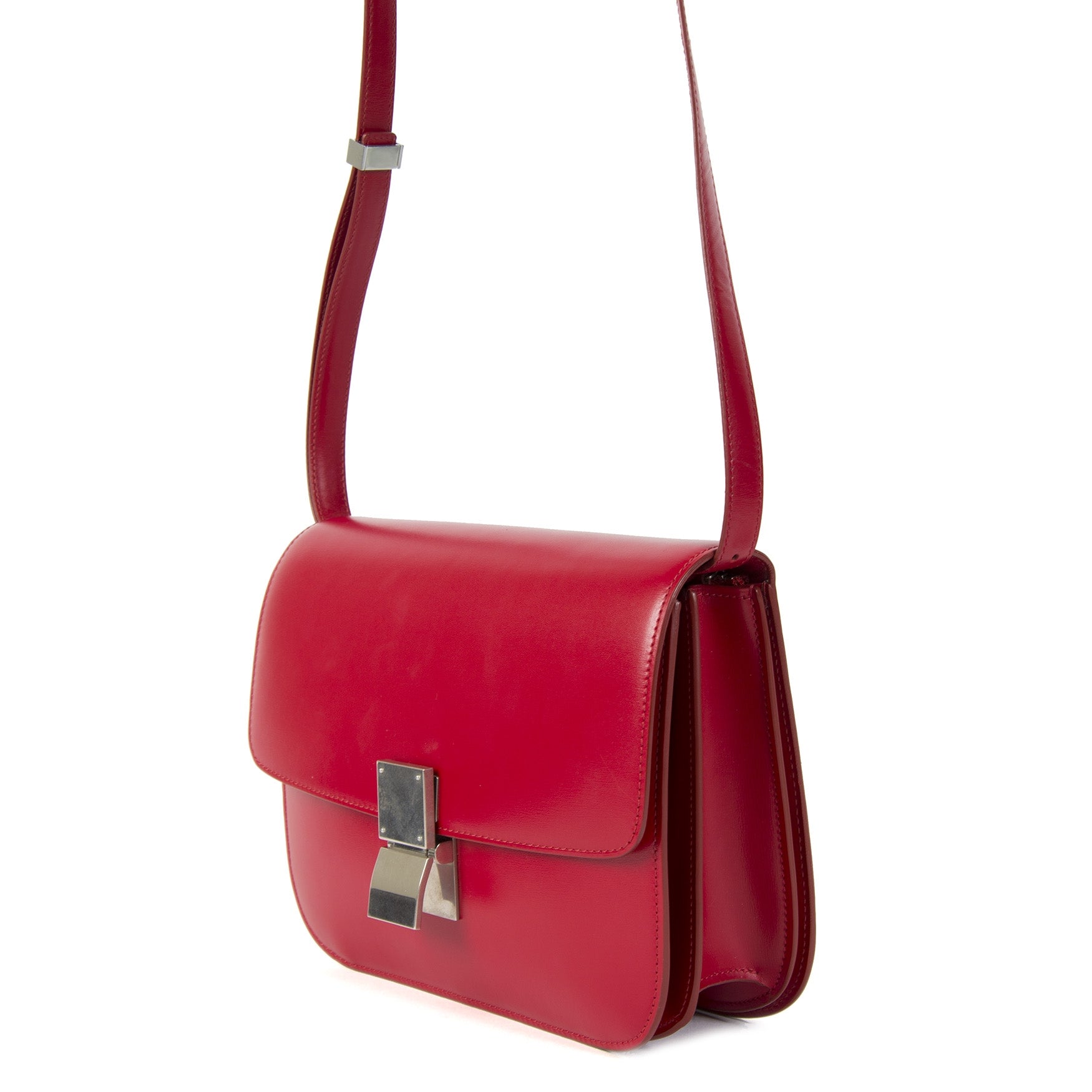 Celine Classic Red Leather Shoulder Bag