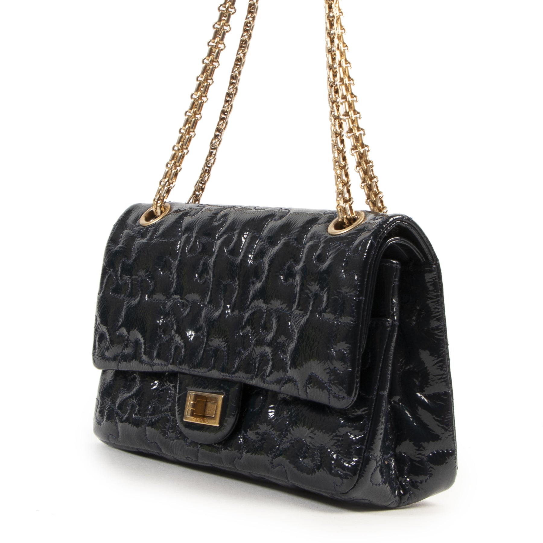Chanel 2.55 Reissue 225 Navy Patent Puzzeltas
