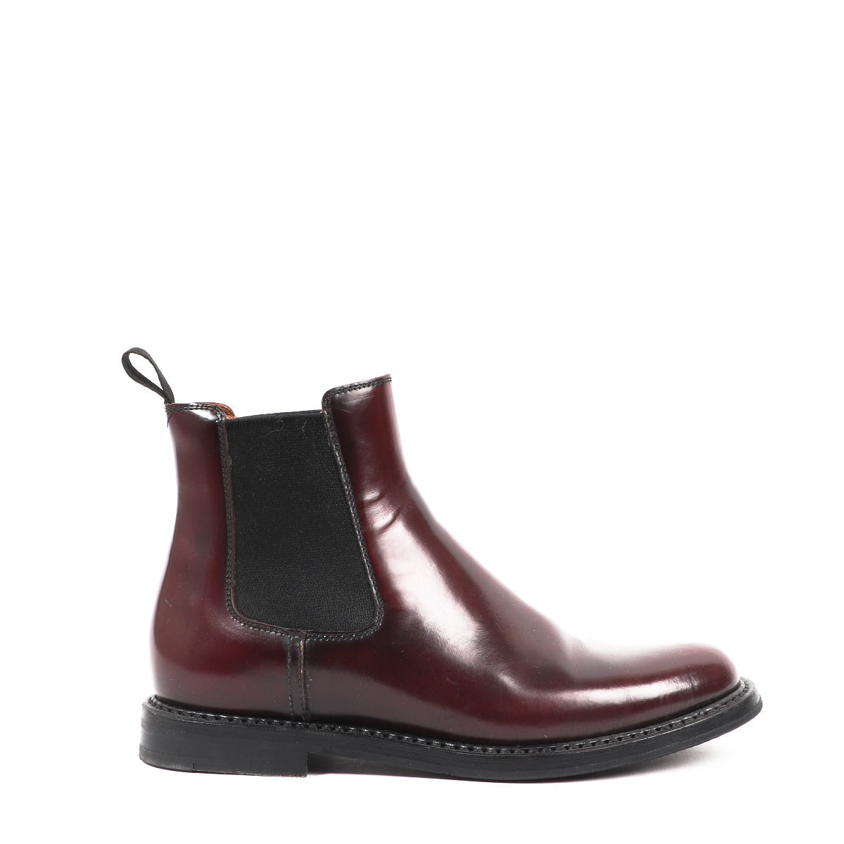 Buy authentic second-hand Church's Burgundy Polished Calf Leather Chelsea Boots in Size 35 in good condition at Labellov in Antwerp.