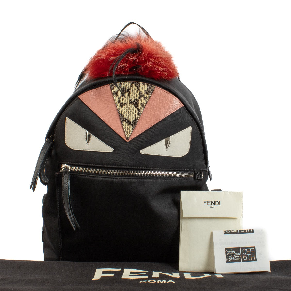 Shop safe online at Labellov in Antwerp, Brussels and Knokke this 100% authentic second hand Fendi Black Nylon Monster Backpack