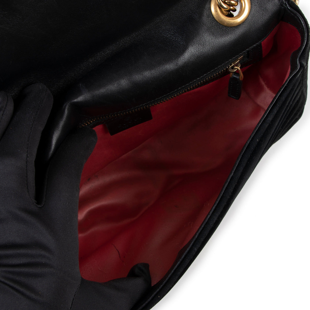 Gucci Black Velvet GG Marmont Small Shoulder Bag