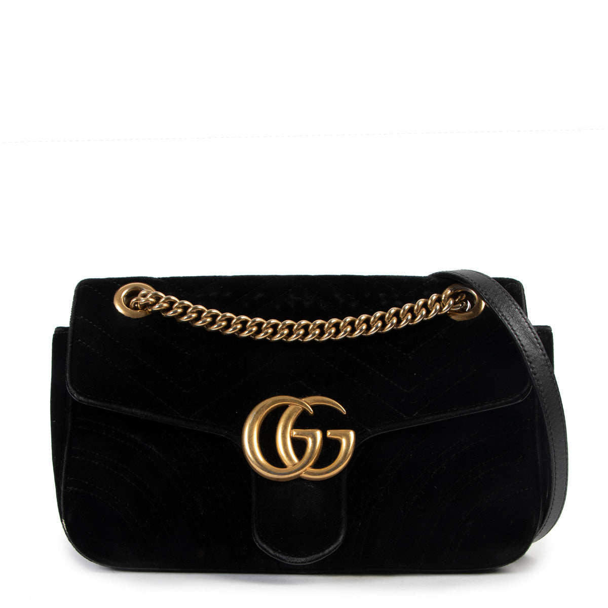 Gucci Black Velvet Marmont Small Shoulder Bag