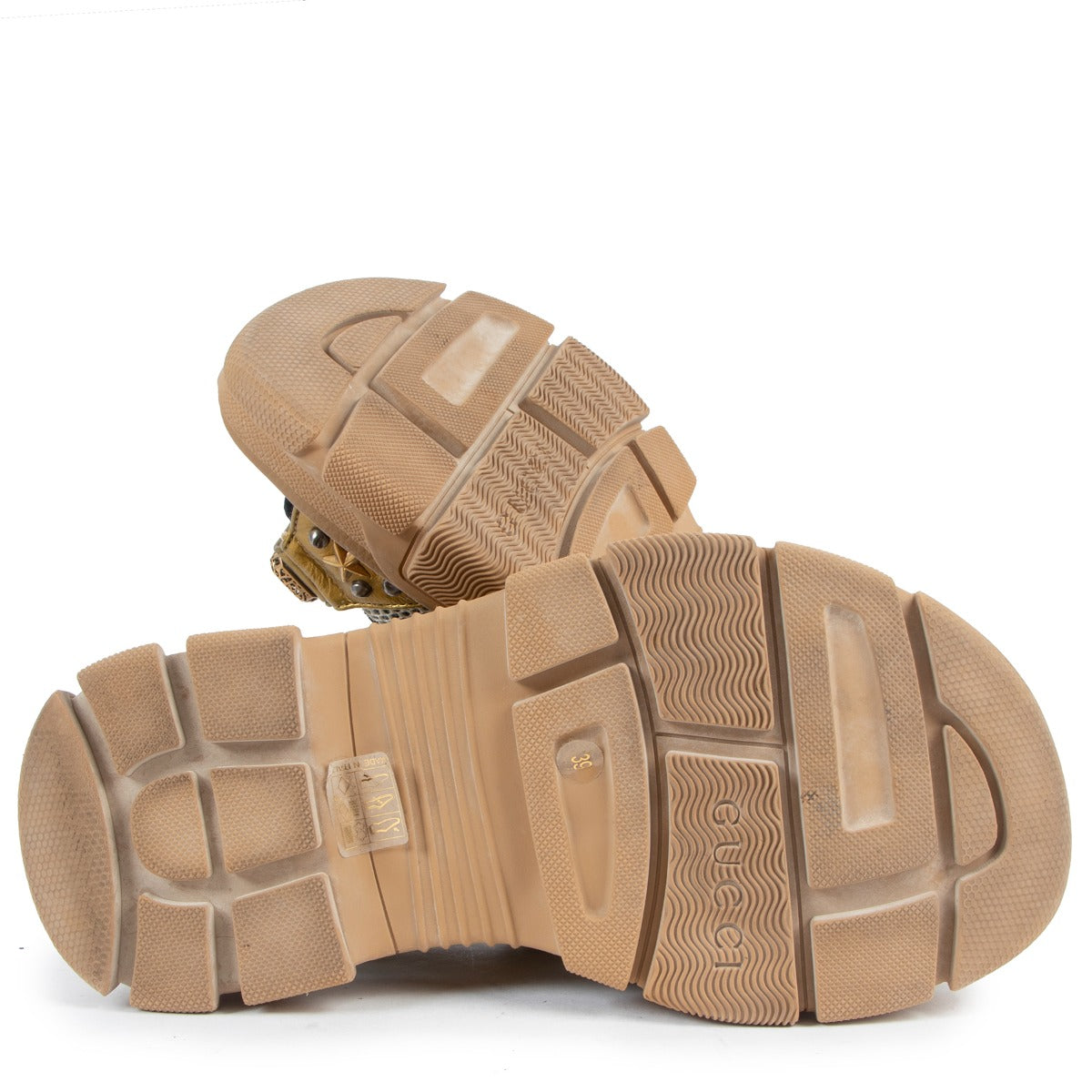 Gucci Gold Crystal Aguru Dad Sandals