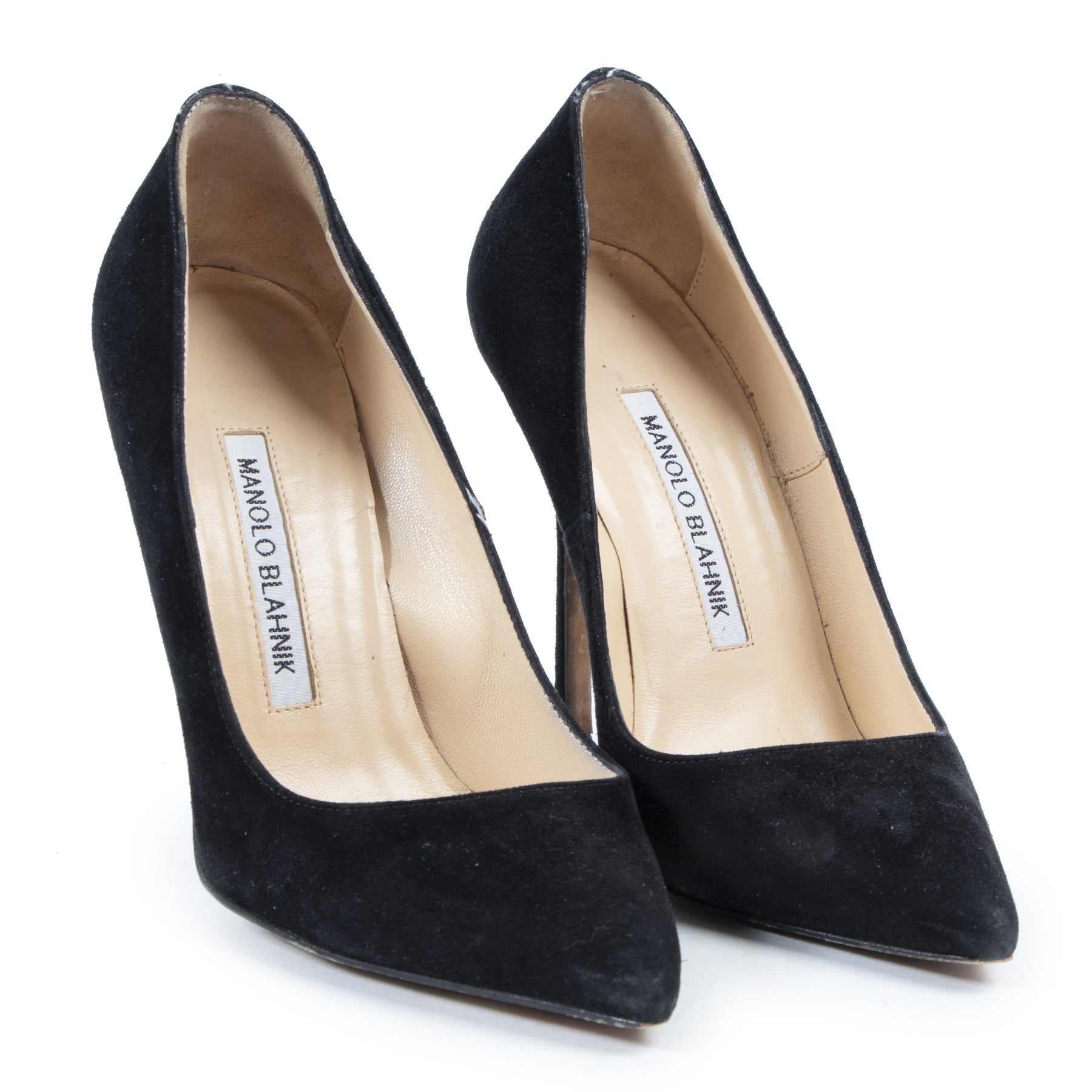 Authentic secondhand Manolo Blahnik Black BB Suede Pointed Toe Pumps - Size 35 designer shoes accessories high heels fashion luxury vintage webshop safe secure online shopping