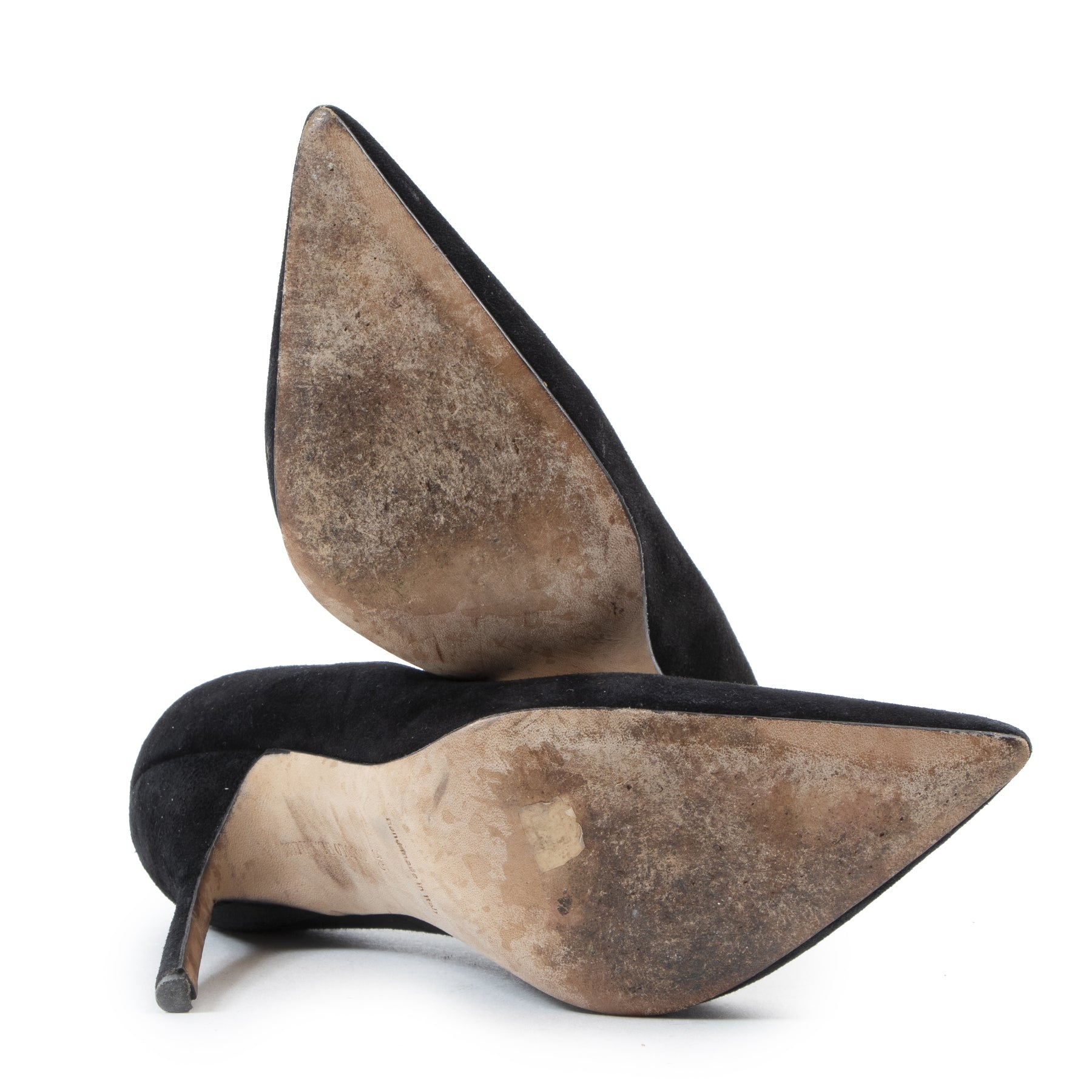 Authentic secondhand Manolo Blahnik Black BB Suede Pointed Toe Pumps - Size 35 designer shoes accessories high heels fashion luxury vintage webshop safe secure online shopping
