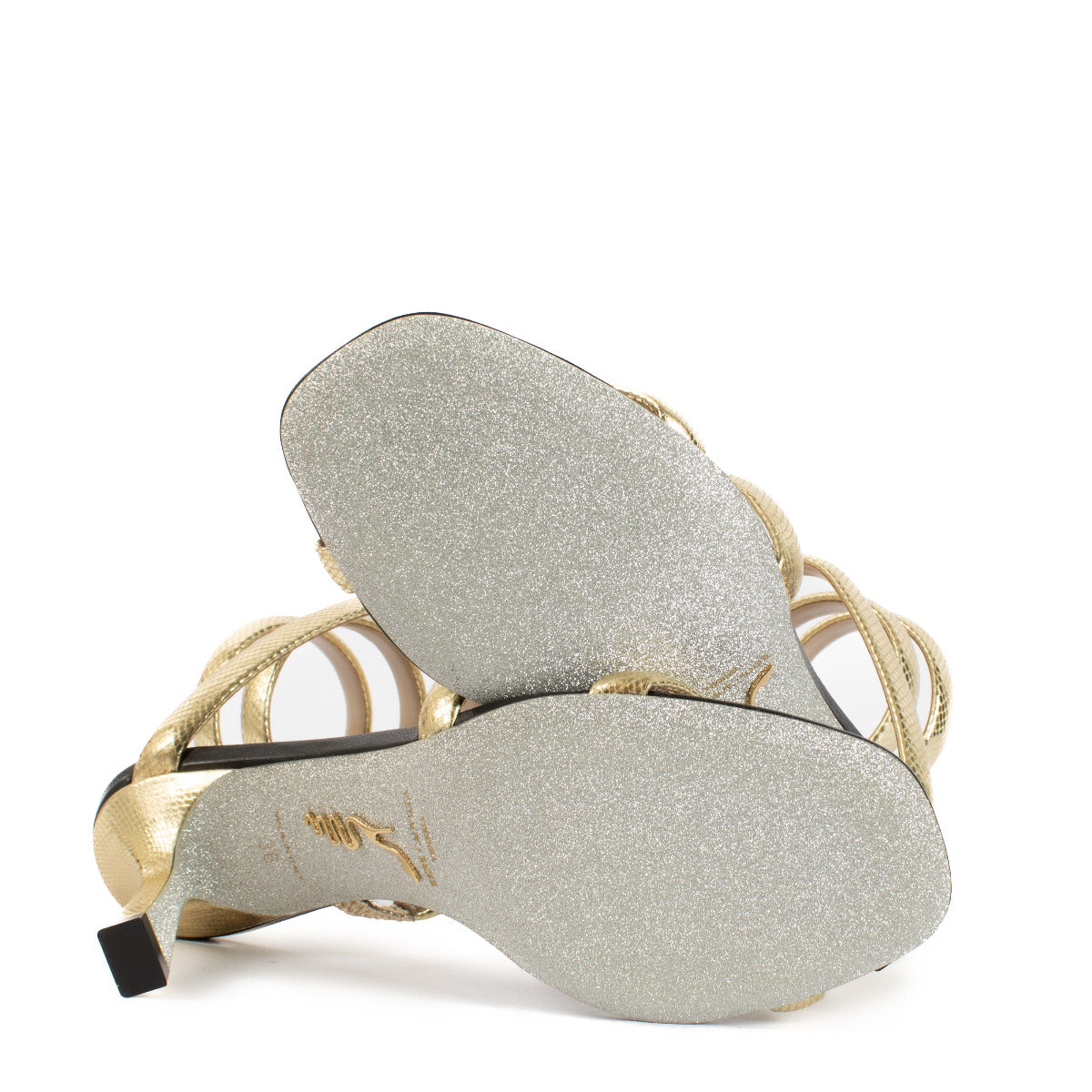 Rene Caovilla Gold Cleo Sandals - size 36
