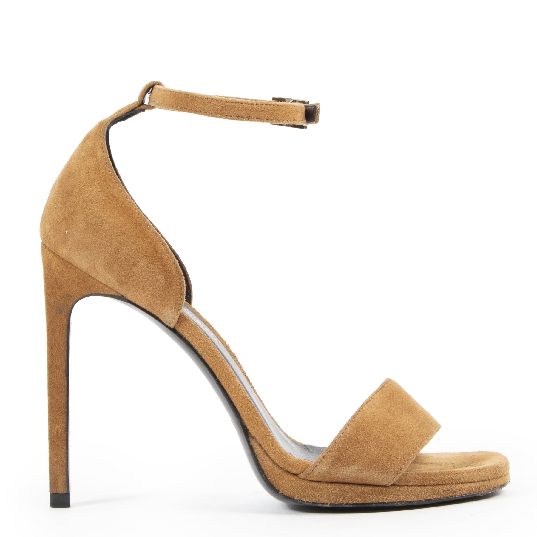 Authentieke Tweedehands Saint Laurent Camel Suede Sandals - size 35 juiste prijs veilig online shoppen luxe merken webshop winkelen Antwerpen België mode fashion