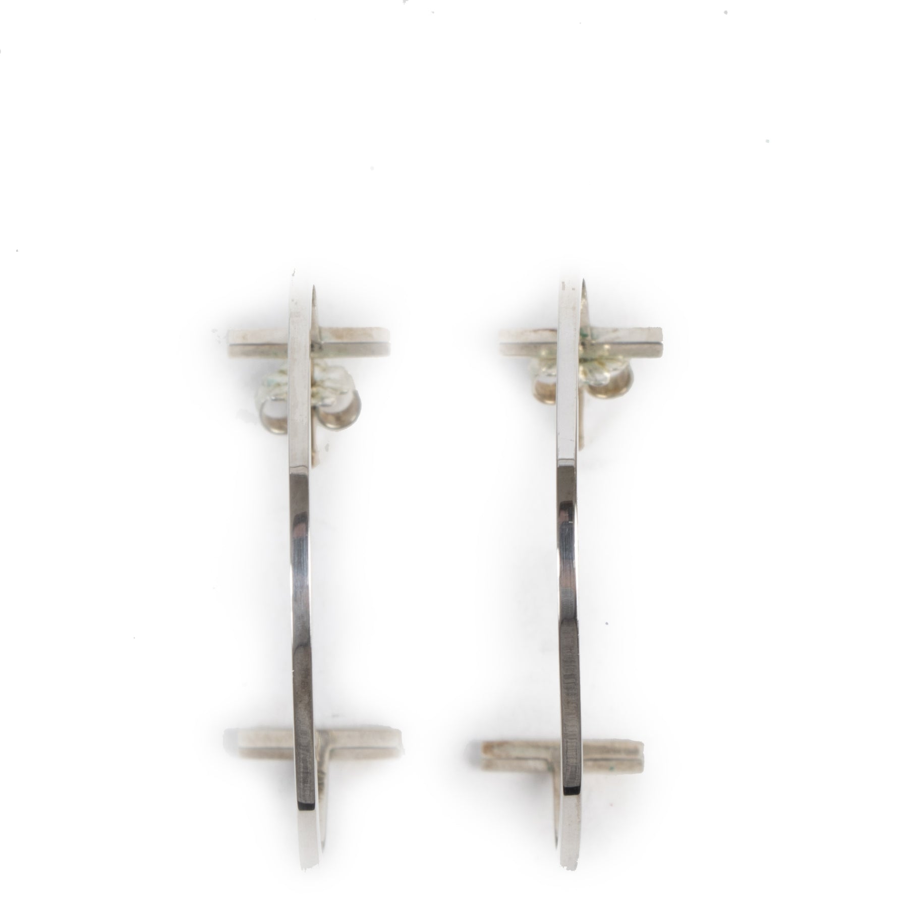 Authentieke tweedehands vintage Tiffany T Sterling Silver Hoop Earrings koop online webshop LabelLOV