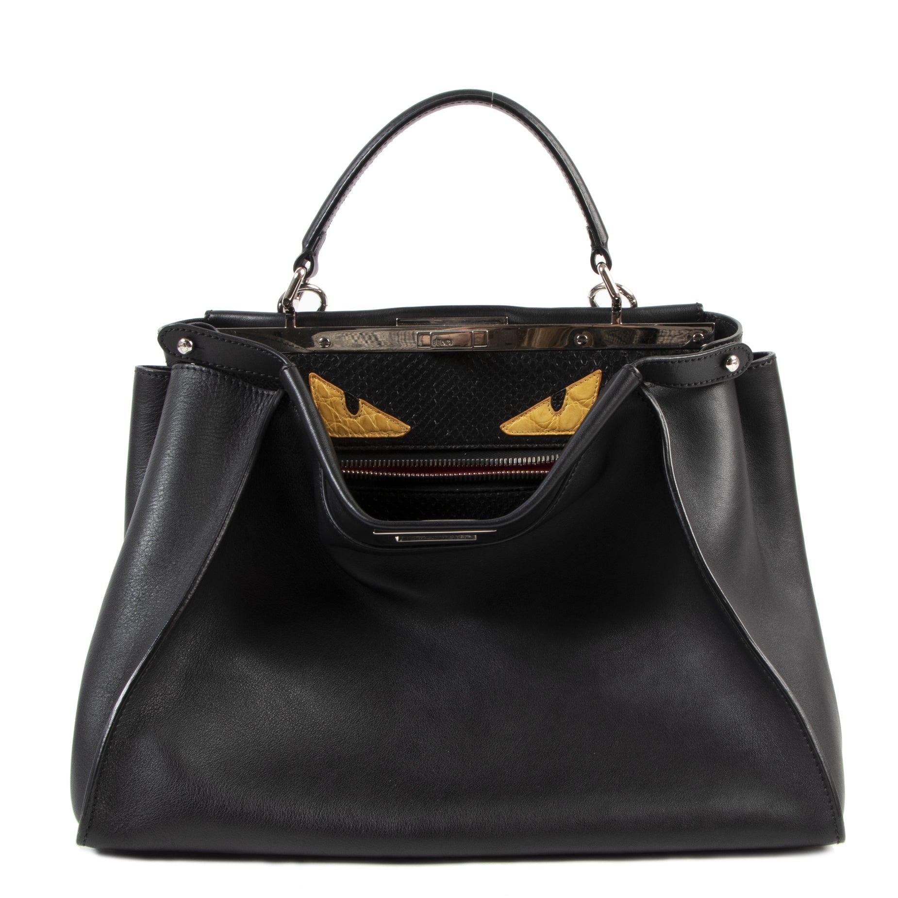 koop veilig online tegen de beste prijs Fendi Black Large Iconic Monster Eyes Peekaboo
