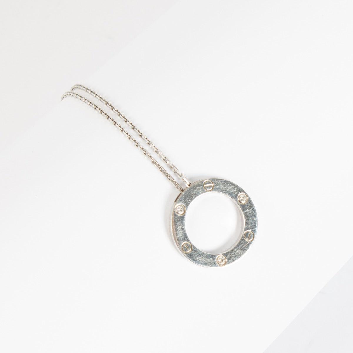 Cartier 3 Diamonds White Gold LOVE Pendant Necklace