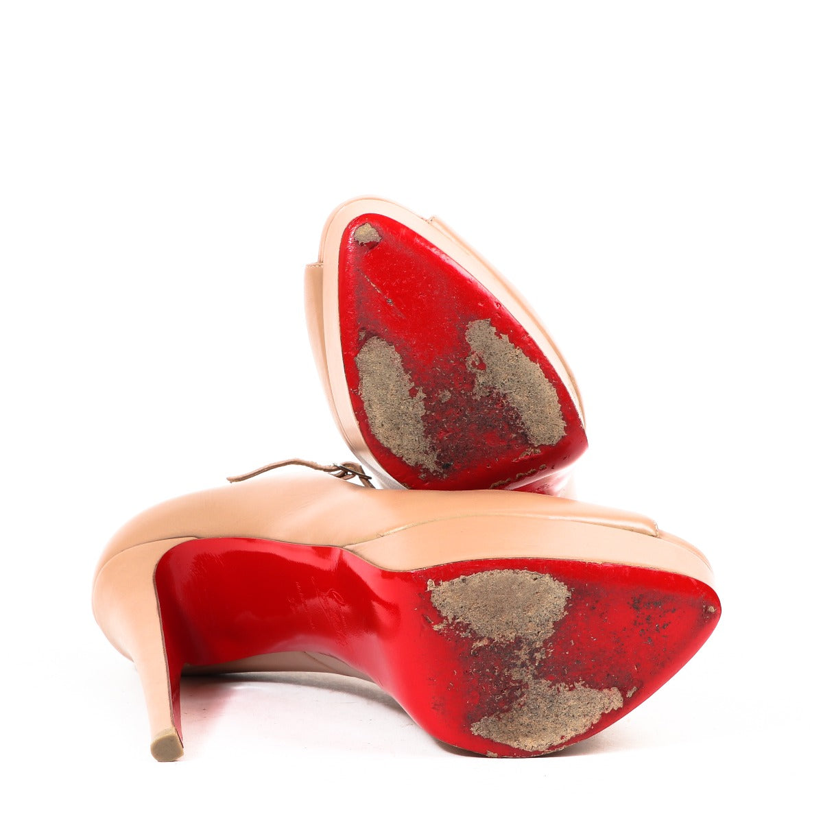 Buy an authentic second-hand Christian Louboutin Nude Calfskin Lady Peep Heels - Size 39 in good condition at Labellov in Antwerp.