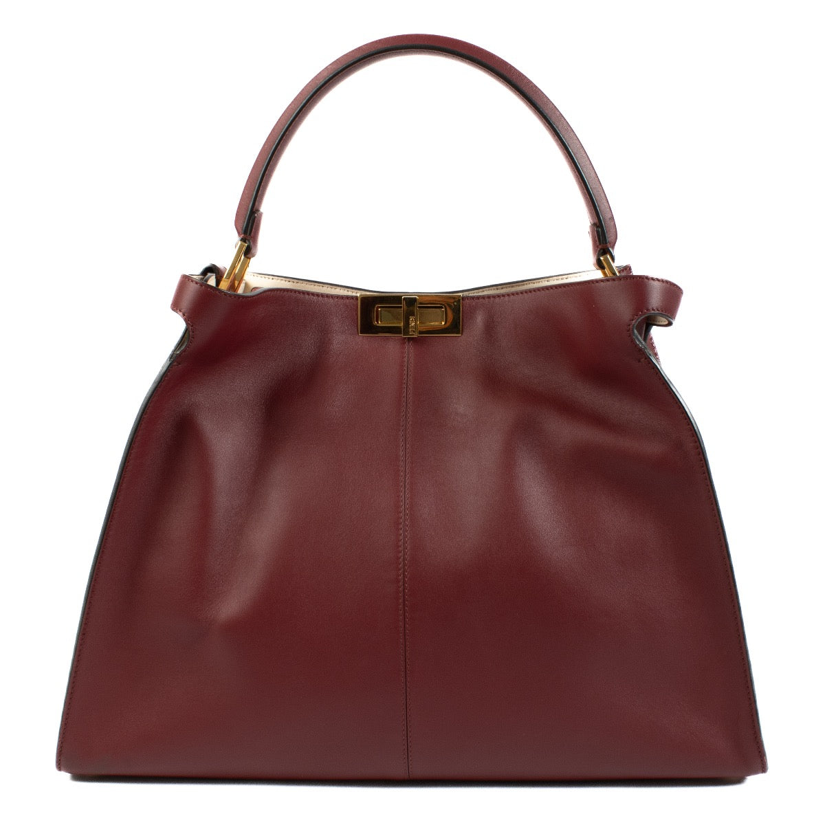 Fendi Burgundy Leather Peekaboo X-Lite Large Bag