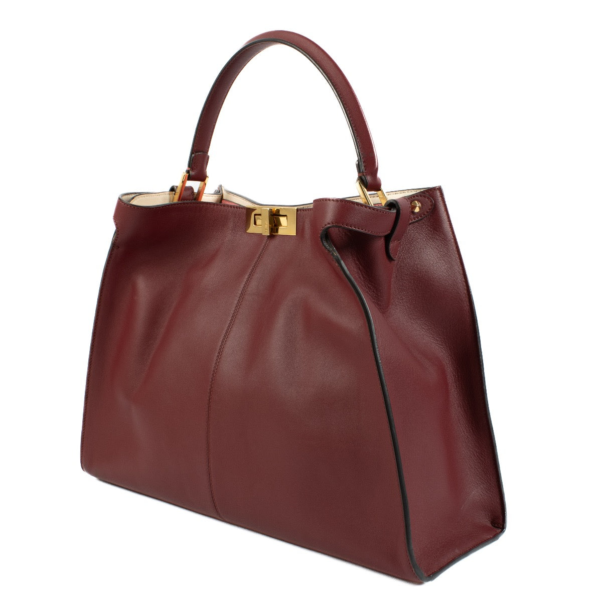 Fendi Burgundy Leather Peekaboo X-Lite Large Bag