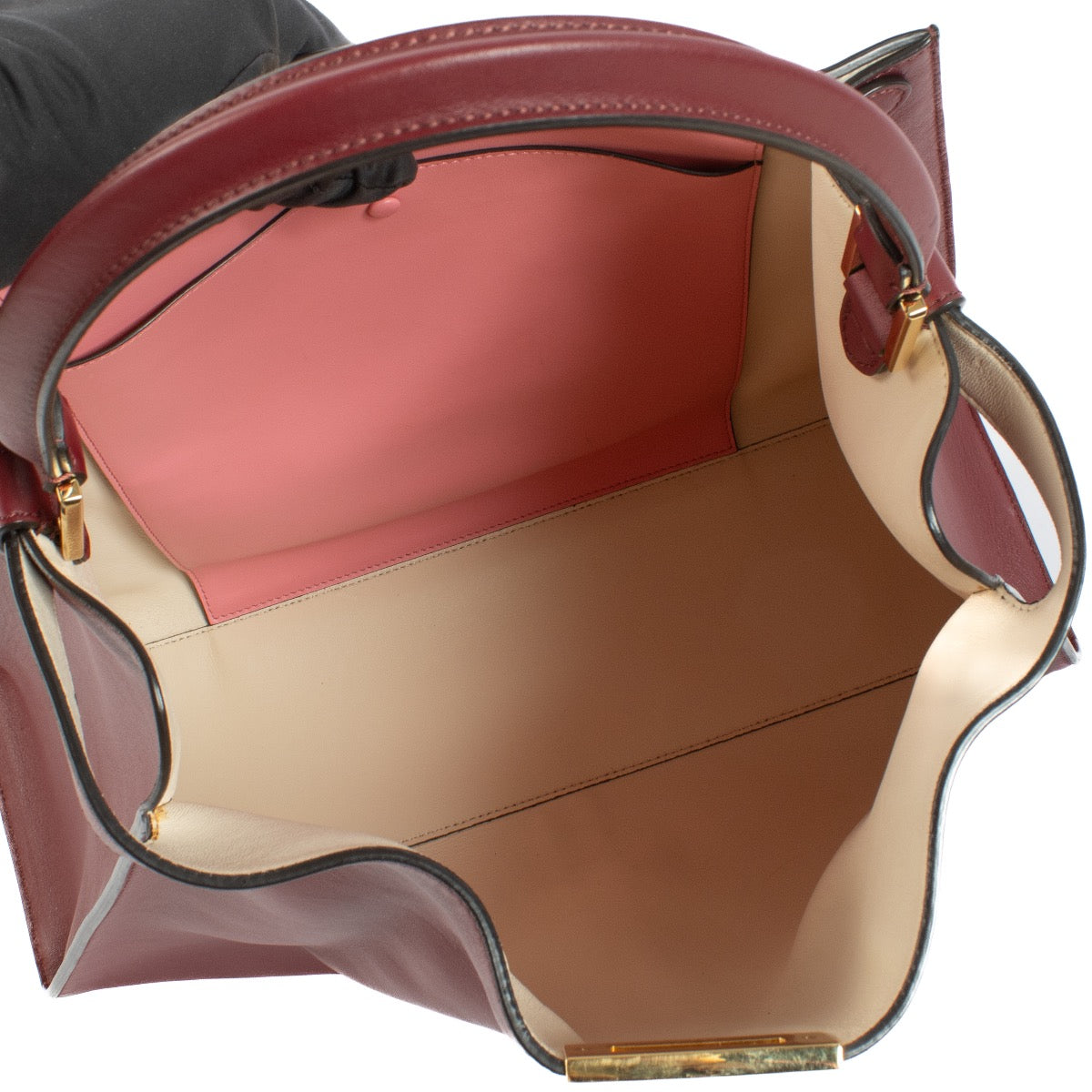 Fendi Burgundy Leather Peekaboo X-Lite Large Bag