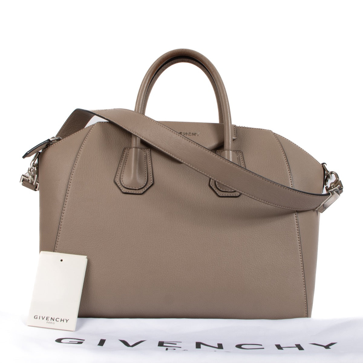 Shop 100% authentic second-hand Givenchy Taupe Antigona Shoulder Bag on Labellov.com